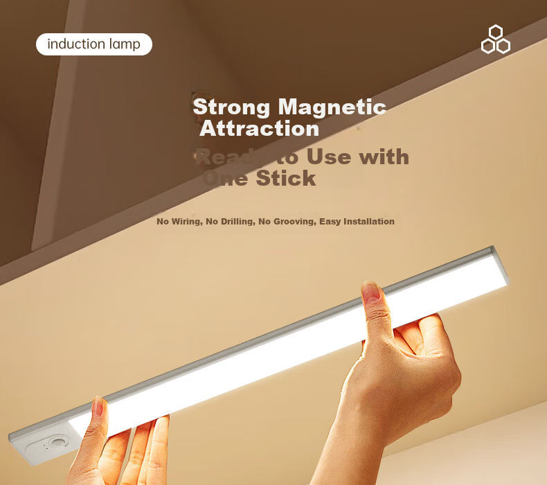 CHNT Induction Cabinet Light LED Ultra-thin Cool Light USB Rechargeable Night Light Emergency Magnetic Wardrobe Kitchen Nursing Lamp 3W 13
