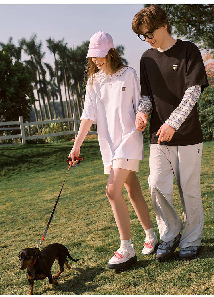 FILA FUSION Trendy Couple Short Sleeve T-Shirt 26 Summer Cute Pet Cool Loose Half Sleeve Top 6
