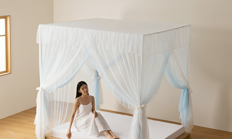 MEDOGA 2026 New A-Class Princess Style Floor-Length Premium Indoor Bed Canopy Mesh Mosquito and Dust Proof 1.8m Light Tea Color 18