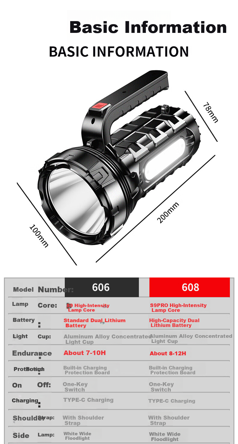 Guangming General High-Power Rechargeable Flashlight Portable Spotlight Outdoor Long-Range Emergency Lighting 11