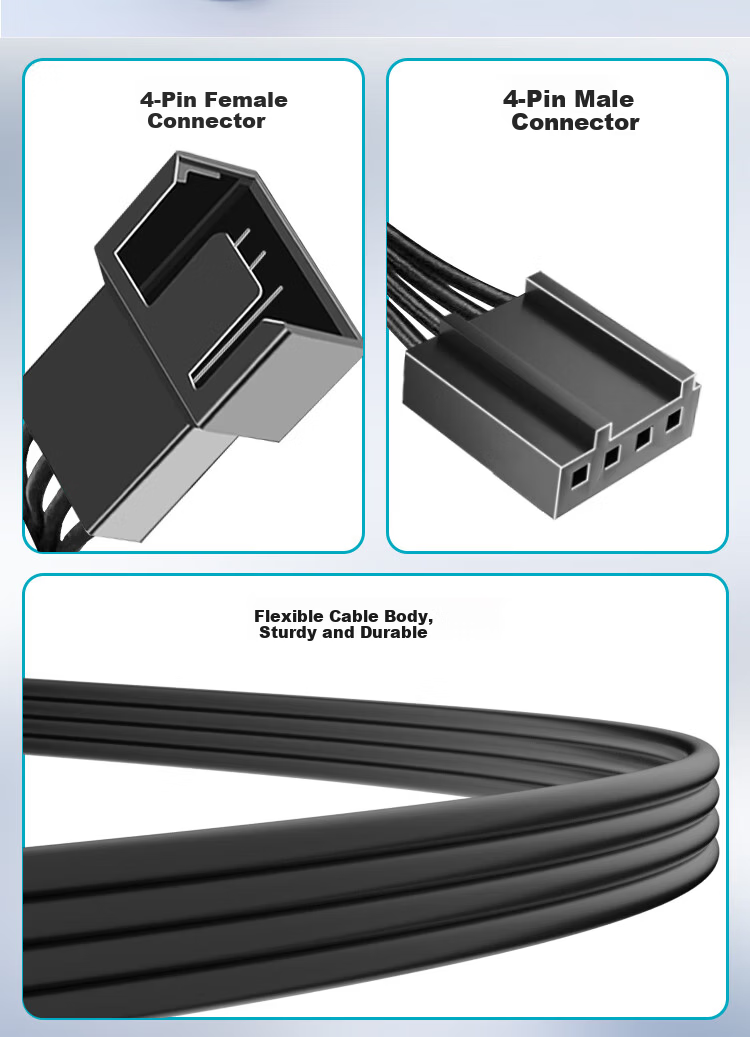 ZHENWEI Computer Cooling Fan SATA to 3pin/4pin One-to-One 30cm 5