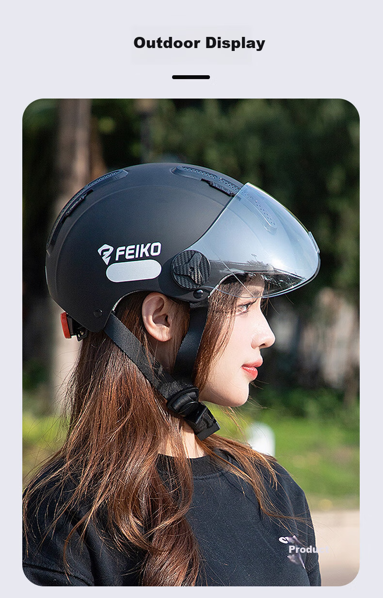 FEIKO 3C Certified New National Standard Electric Vehicle Helmet Four Seasons Sun Protection Breathable Safety Helmet for Men and Women Electric Bicycle White L 5