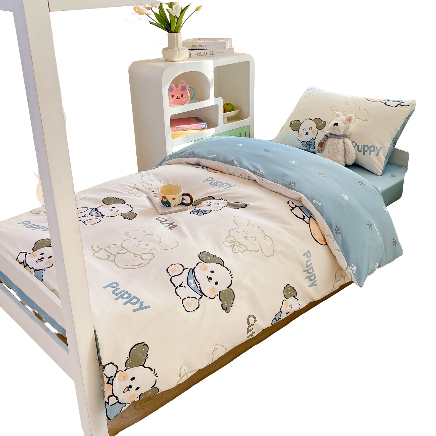 MUJI Cotton Student Dormitory Bedding Set Six-Piece (Three-Piece Set + Quilt + Mattress) for Bunk Beds