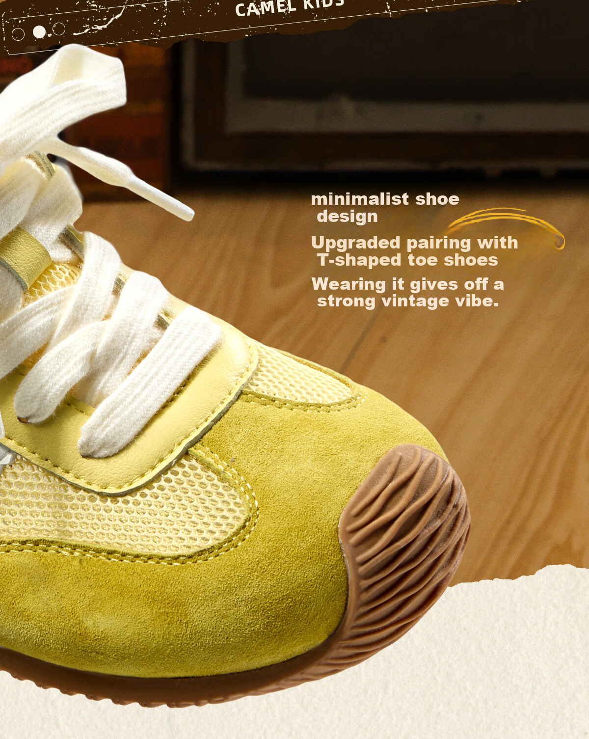 Camel Kids Retro Sports Shoes Vintage Trainer Four-Season Casual Running Shoes Breathable Mesh 4