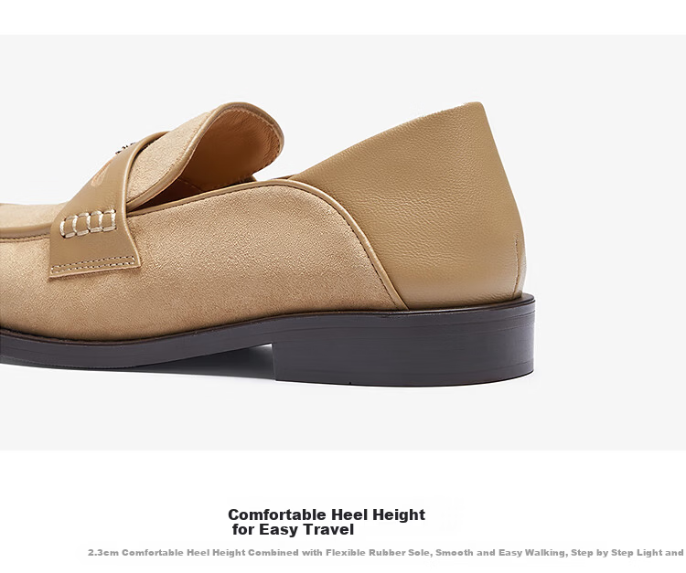Le Saunda 2026 Spring Summer Fashion Chunky Heel Sheepskin Commuter Loafers Women 6T21101 Warm Apricot BES39 4