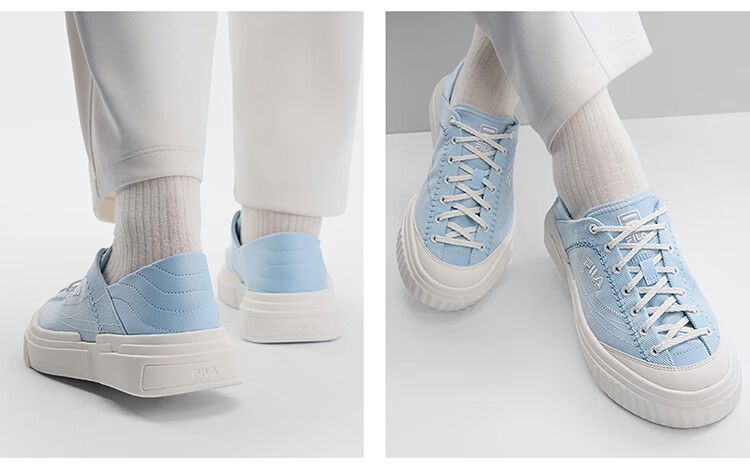 FILA LOOP 1S Women's Canvas Shoes Colorful Terraced White Slip-On Spring Summer Casual 34