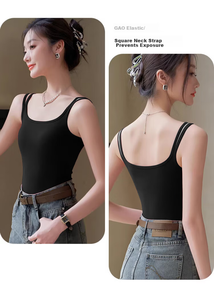 Langsha Women's Camisole Vest 2026 New Spring Summer Backless Ribbed Slim Strap Sleeveless Outerwear Top 2