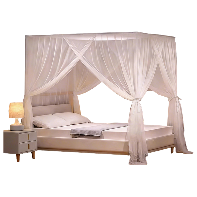 MUJI Premium Vintage Floor Mosquito Net with Triple Door Bed Curtain Mosquito Net Frame 1.5*2m Home Bedroom Anti-Mosquito Bed Canopy