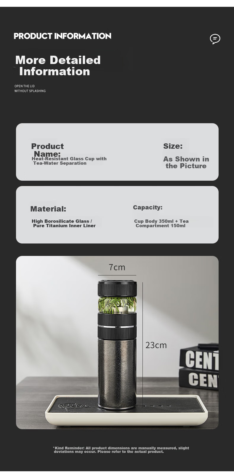IMOGY Pure Titanium Insulated Mug Business Office High-End Women's Day Gift Large Capacity Portable Tea Separation Brewing Cup 15