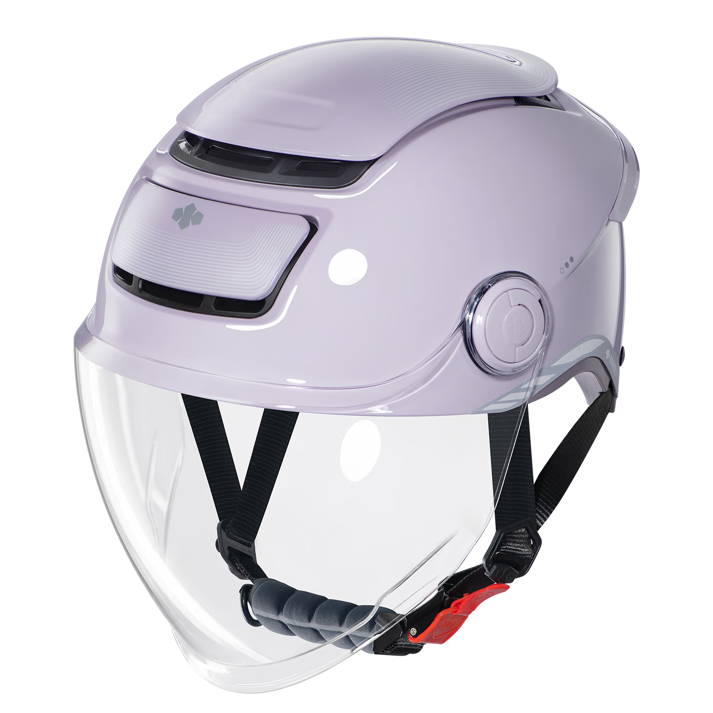 Two Little Bees 3C Certified Electric Motorcycle Helmet Unisex Summer Sun Protection Half Helmet 2026 New TK58 Safety Helmet 3.0 Lilac Purple [Photochromic Long Visor] with Free Tail Light