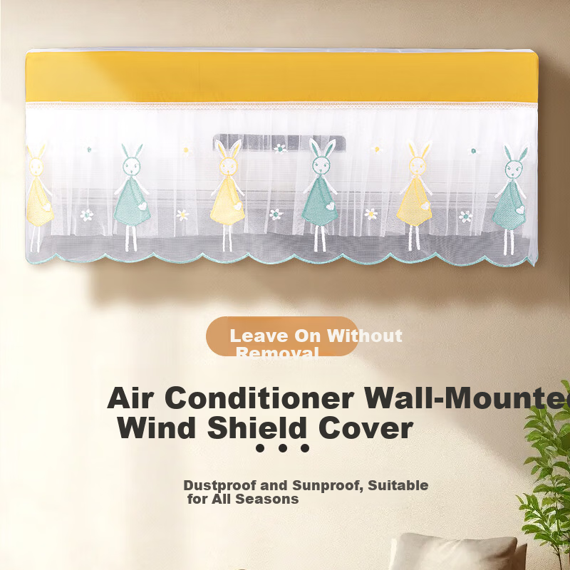 PURPAVWINNER Anti-Direct-Blow Air Conditioner Cover Dustproof Sleeve Removable Wind Shield Curtain for Gree Midea 3HP-5HP Wall-Mounted AC 100cm