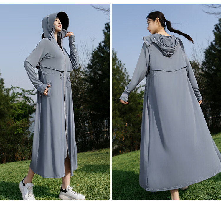 Combo Long Women's Sunscreen Jacket Ice Silk Slim Fit Breathable Full Body Sun Protection Beachwear High UV Protection 15