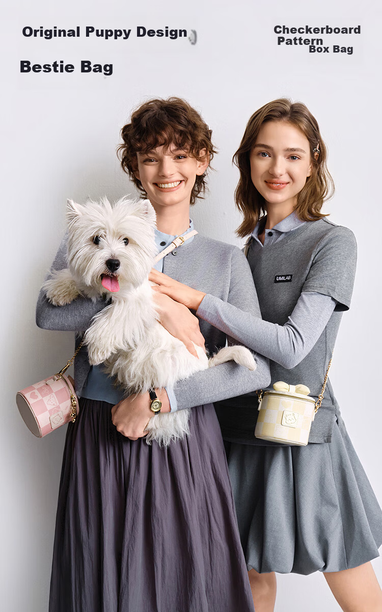 Semir Cute Dog Crossbody Bag for Women Makeup Box Checkerboard Bowknot Small Bag Gift 105825153003 2