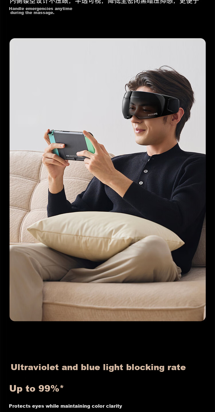 PHILIPS Eye Massager [Mid-Autumn Festival Gift], Eye Mask, Eye Massager, Eye Care Device, Fatigue Relief, Quiet Operation, Deep Sleep Aid, Gift for Parents, Boyfriend, Girlfriend, Birthday Present, 7105E 13