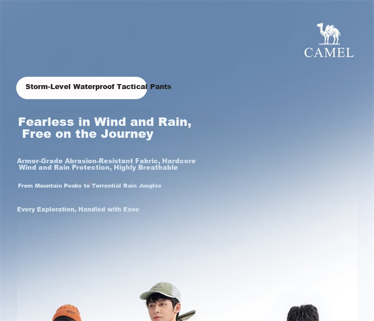 CAMEL Outdoor Softshell Pants for Men and Women, Autumn and Winter Windproof, Waterproof, Breathable, Durable, Tear-Resistant Hiking and Mountaineering Trousers 1
