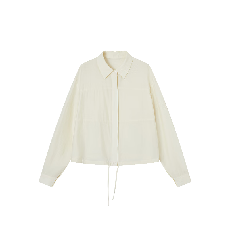 Demana Intellectual Spring Lapel Drop Shoulder Shirt with Drawstring Small Size Women's Top