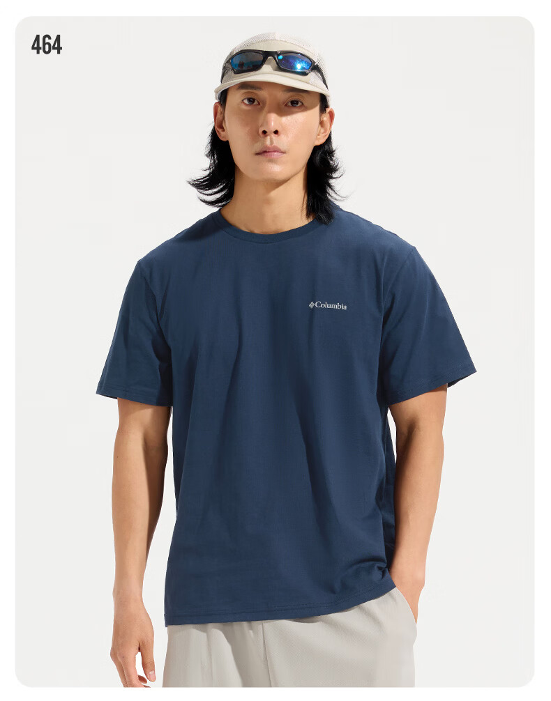 Columbia Men's T-Shirt 26 Spring Summer Outdoor Casual Sports Comfortable Cotton Breathable Short Sleeve AE8963 397 XL 10