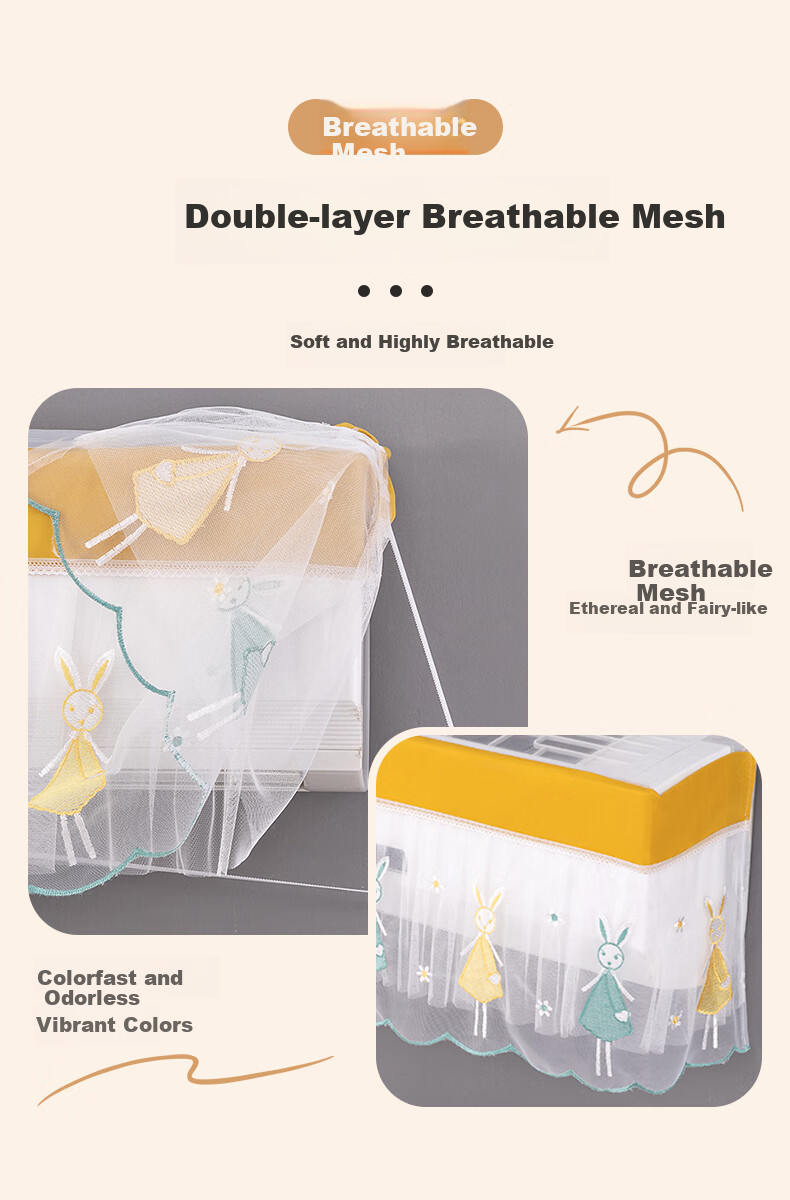 PURPAVWINNER Anti-Direct-Blow Air Conditioner Cover Dustproof Sleeve Removable Wind Shield Curtain for Gree Midea 3HP-5HP Wall-Mounted AC 100cm 4