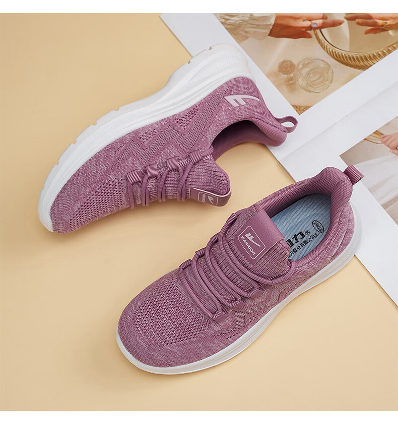 Warrior Women's Summer New Walking Shoes Soft Sole Breathable Mesh Casual Sports Shoes 1979 Purple Size 40 20