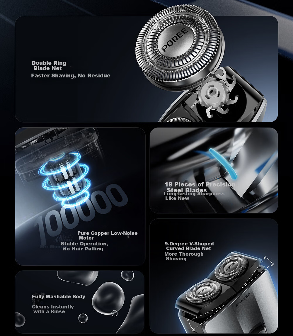 FLYCO Borui Electric Shaver Men's Rechargeable Portable Dual-Head Rotary Mini Razor P31 Birthday Gift for Dad Husband 2