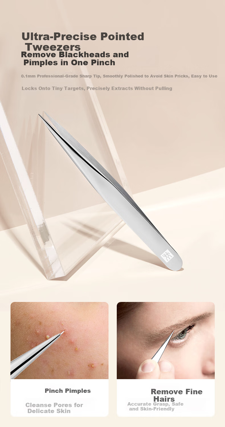 ZWILLING Flat Tip Eyebrow Tweezers Stainless Steel Anti-Slip Eyebrow Grooming Tool Beard Hair Removal Beauty Tool Germany 15
