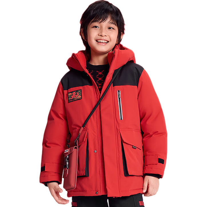 BALABALA Kids Down Jacket Boys Girls 2025 New Spring Warm Thickened Youth Red Festival Outfit Trend