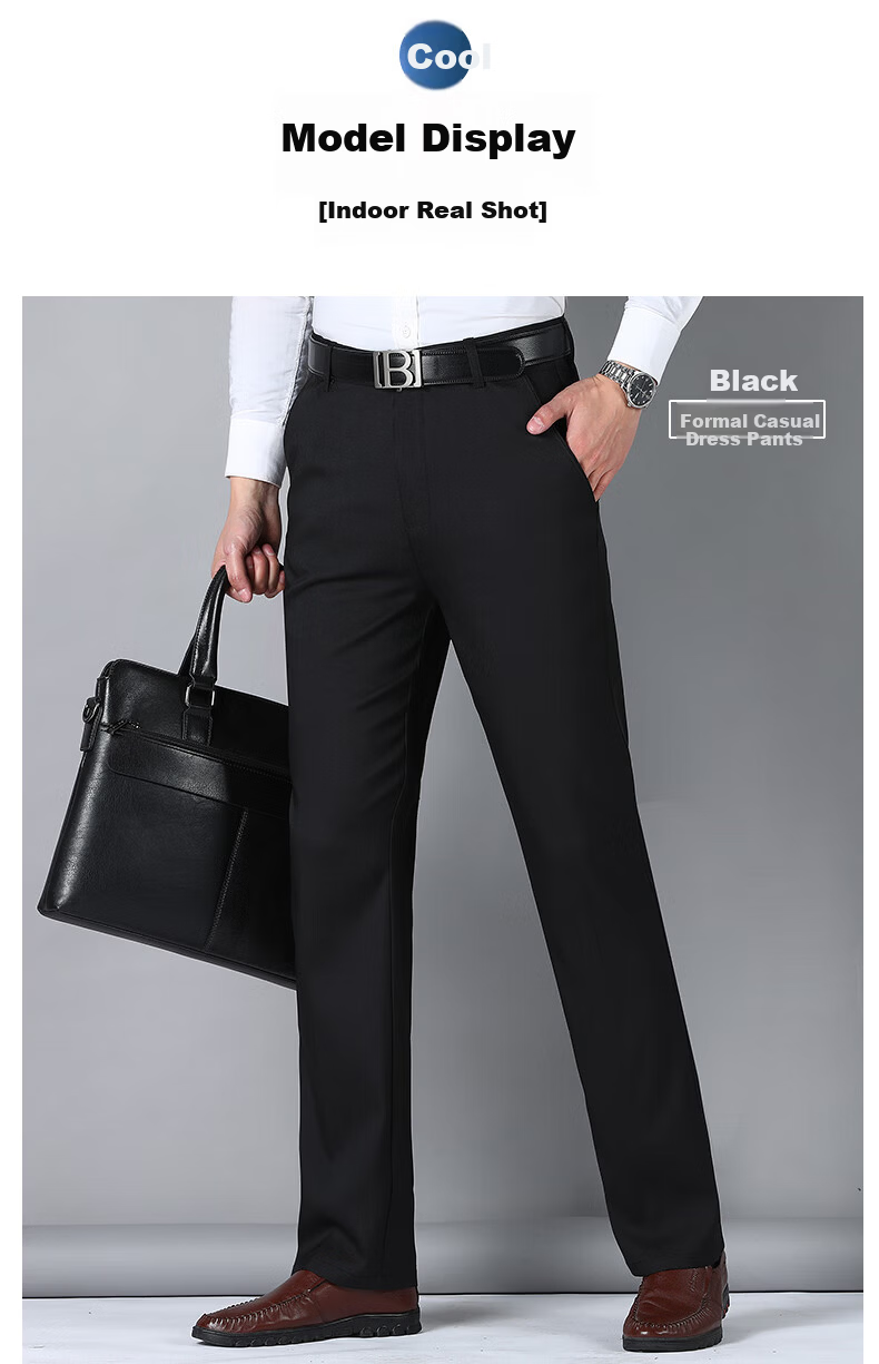 Pierre Cardin Breathable Wrinkle-Resistant Men's Summer Business Formal Straight Casual Trousers Dark Gray 33 26