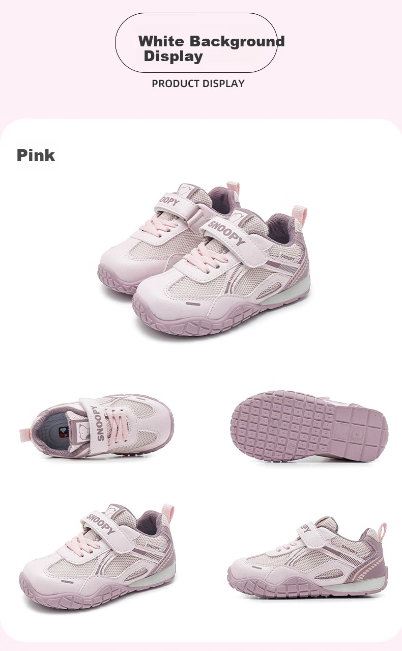 SNOOPY Kids Lightweight Sports Shoes Spring Autumn Boys Outdoor Running Shoes Girls Soft Sole Casual Shoes 0006 Pink/Purple Size 32 7