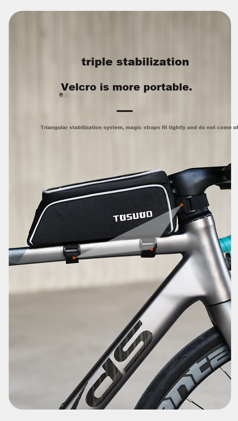 TOSUOD Bicycle Riding Handlebar Touchscreen Front Tube Bag Waterproof Road Bike Frame Bag Phone Bag Cycling Accessories 5