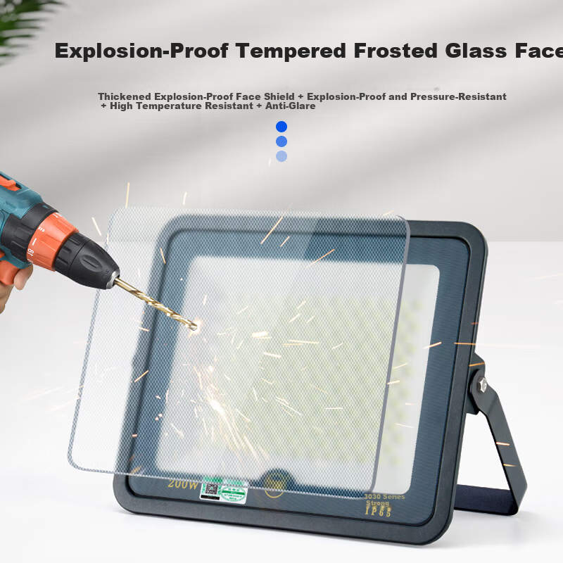 Yaming LED Floodlight Frosted Glass Anti-Glare Stadium Light Warehouse Outdoor Workshop Spotlight IP65 Waterproof Super Bright 50W
