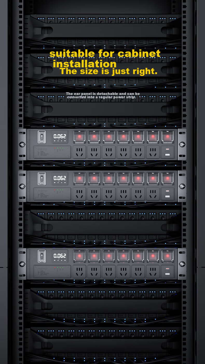 Demufen Control PDU Power Strip 8-Outlet Independent Dual Switches 1 Wired 2.5mm² 10A Plug Overload Surge Protection DMCN-2UT-XG8-Kx8KF 4