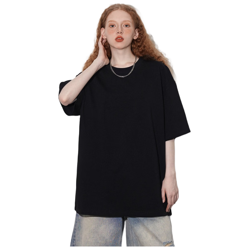 ICH MODE 300G Heavyweight American Style Casual Short Sleeve T-Shirt Women Pure Cotton White Summer Crew Neck Half Sleeve Top White XL