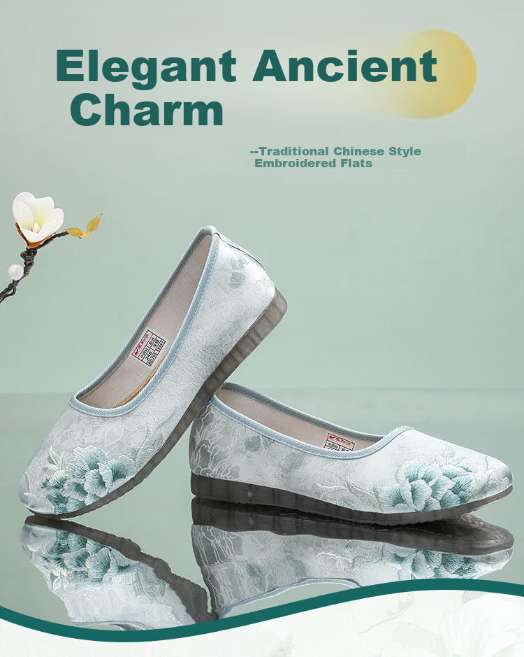 Taiheyuan Old Beijing Cloth Shoes Spring Summer Women's National Style Embroidered Elegant Soft Comfortable Non-Slip Flats Middle-Aged and Elderly Mom Shoes 2