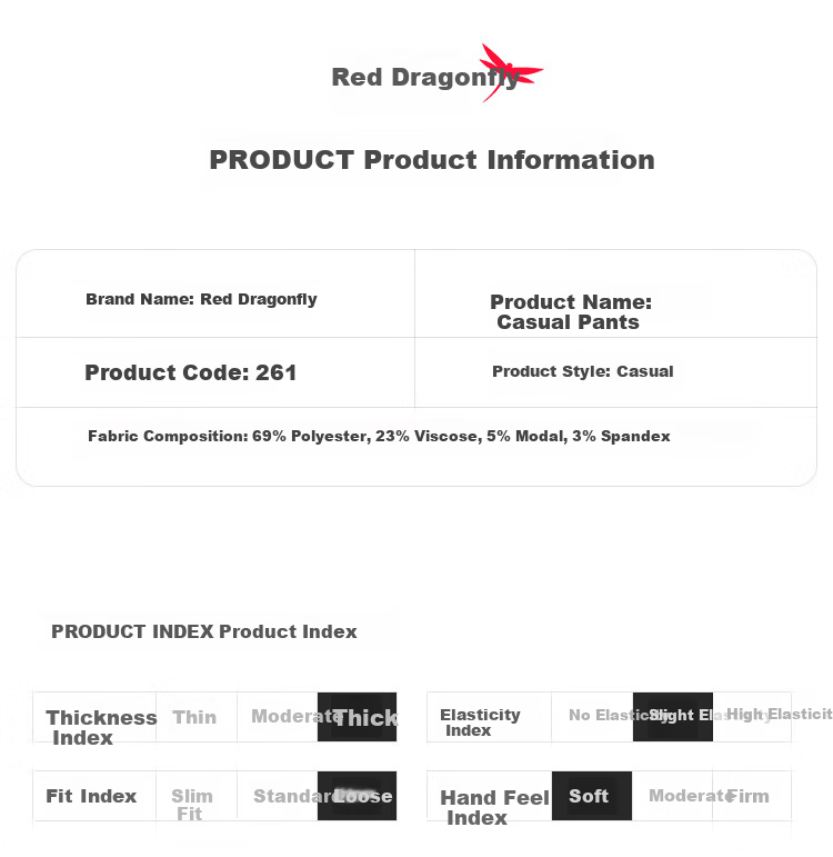 RED DRAGONFLY Men's Casual Thick Business Fashion Versatile Modal Straight Elastic Suit Pants Black 4