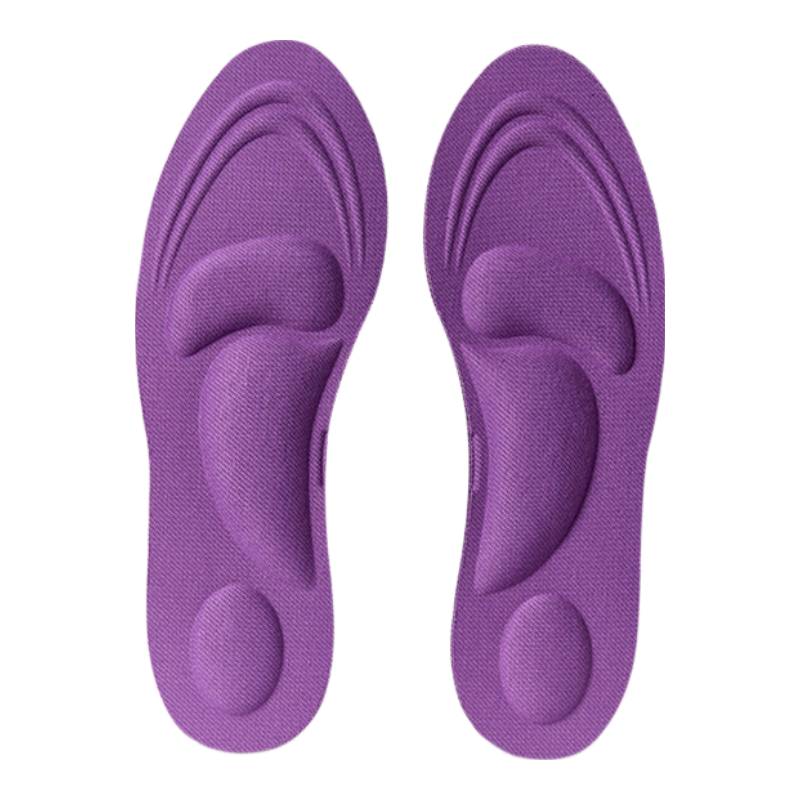 Eleft 4D Massage Women's Sports Insoles Arch Support Shock Absorption Soft Cushioned Anti-Fatigue Odor-Resistant Purple Leather Insoles