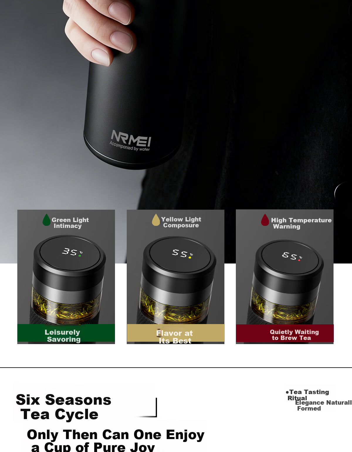 NRMEi Insulated Tea Separation Smart Water Bottle 316 Stainless Steel Men's Business Office Car Travel Gift Cup 17