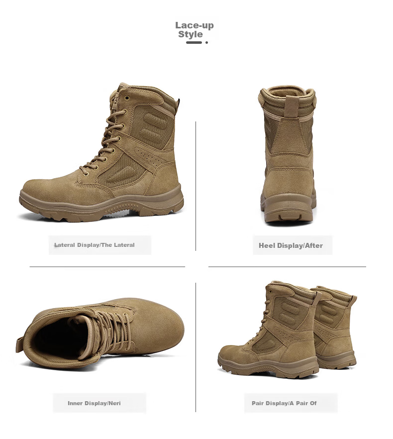 Qiangren Men's Desert Boots Jihua 3515 Original Training Boots Puncture-Resistant Sports Boots Side Zipper Outdoor Boots Sand Size 38 16