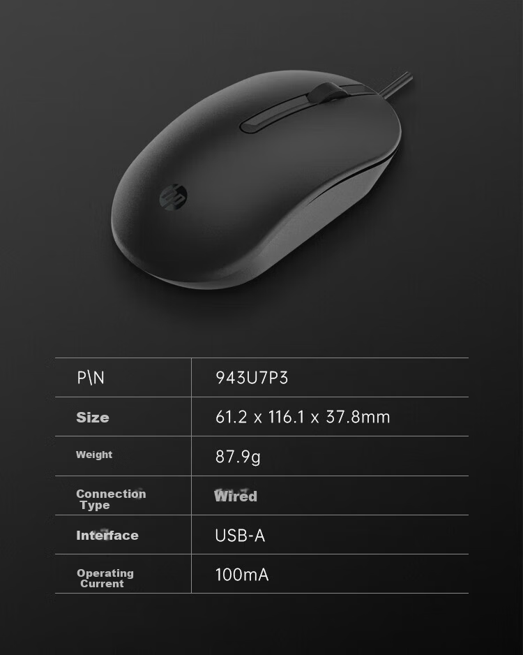 HP Wired Mouse for Laptop, Business Office, Non-Slip, Plug-And Desktop Computer Gaming Mouse, Durable Office Mouse with Good Value for Money 10