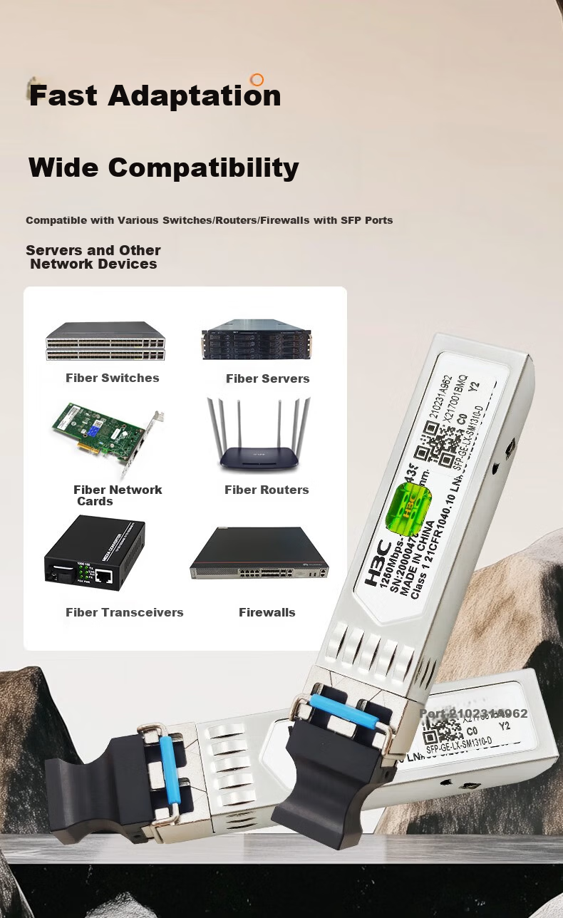 H3C SFP-GE-SX-MM850-D Original Single Pack Gigabit Multimode Dual Fiber Dual Core Optical Module 0.55KM Dual Fiber Module LC Interface 850nm Optical Port Commercial Module 5