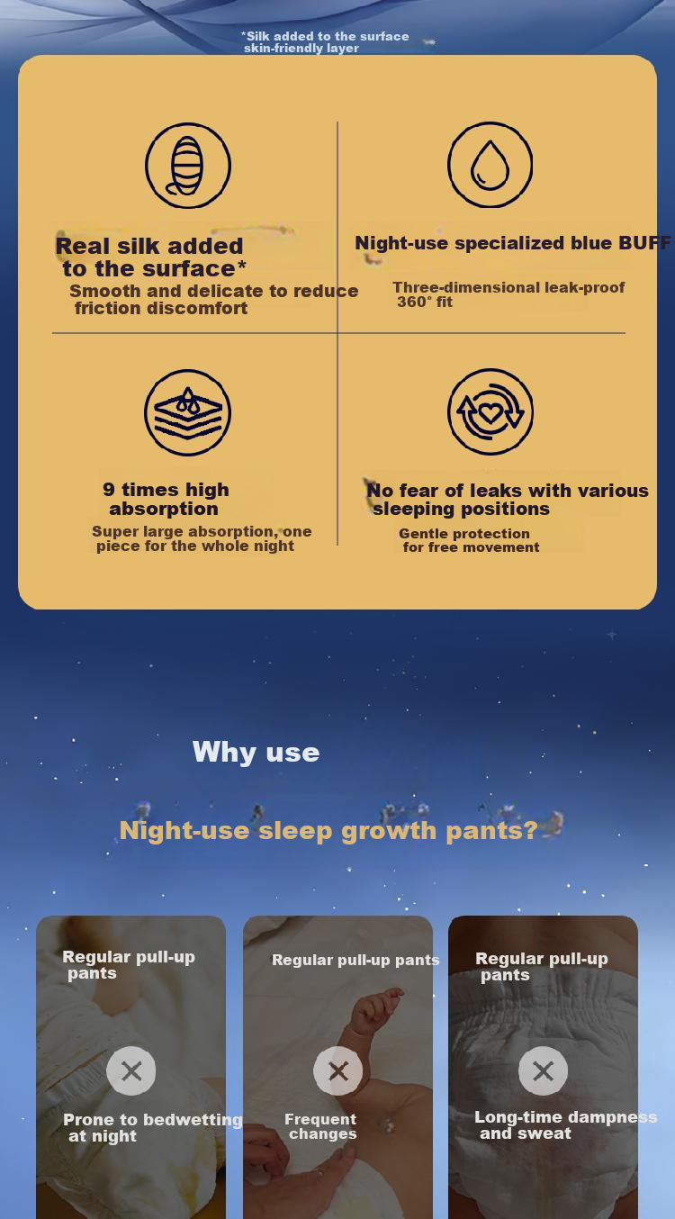One's Member OM Night Use Sleep Pants L20 Black Gold Sleep Pants Diapers Silk 2