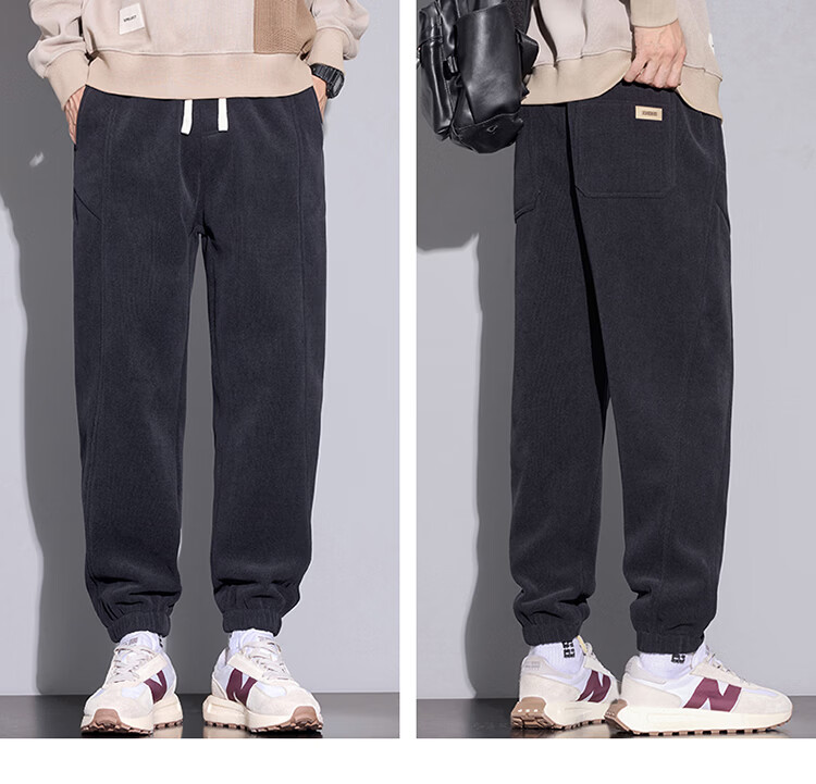 MARK FAIRWHALE Men's Casual Pants Spring Autumn Thick Warm Jogger Sweatpants Khaki M 10