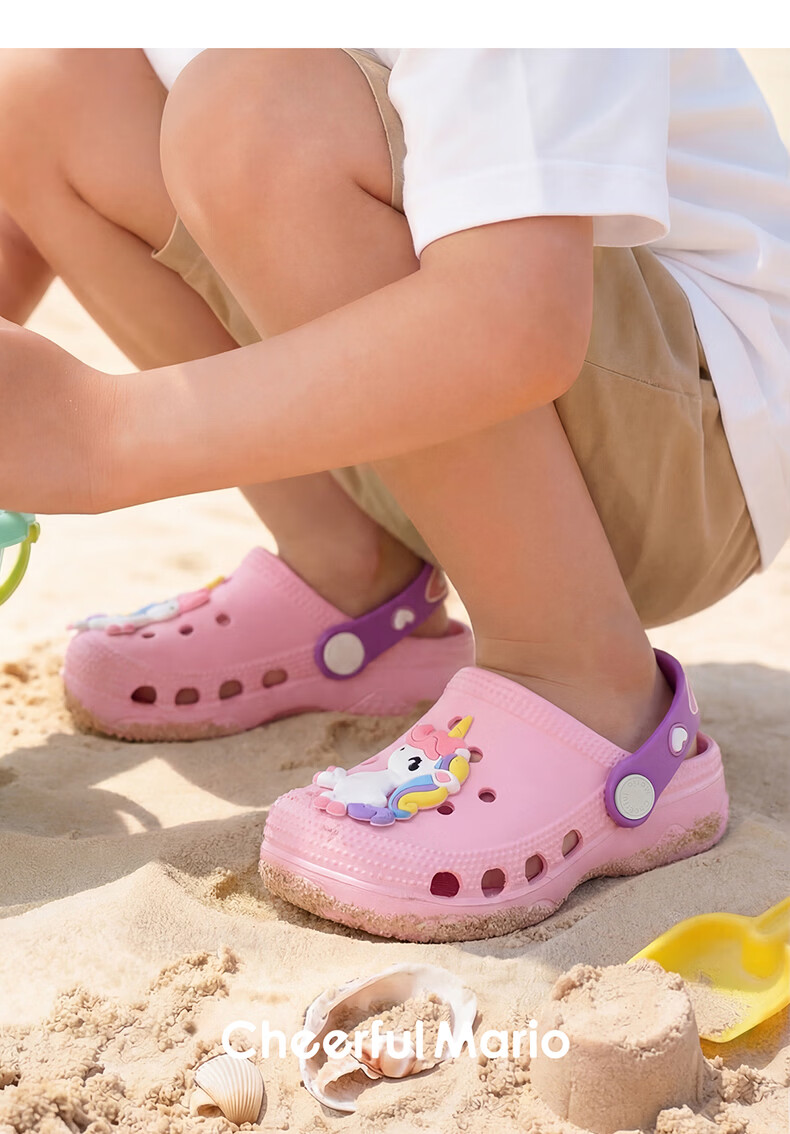 Cheerful Mario Kids Summer Slippers Boys Girls Toddler Cartoon Beach Sandals Non-slip Soft Sole Indoor Closed-toe Baby Clogs 22