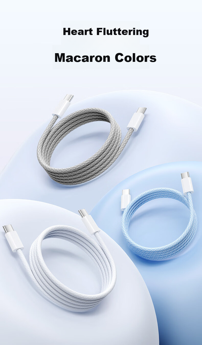 Tafic Apple 17/16 Dual Type-C Charging Cable 2-in-1 PD 60W/27W Fast Charge One-to-Two Cable for iPhone Android iPad Tablet Laptop Silver 10