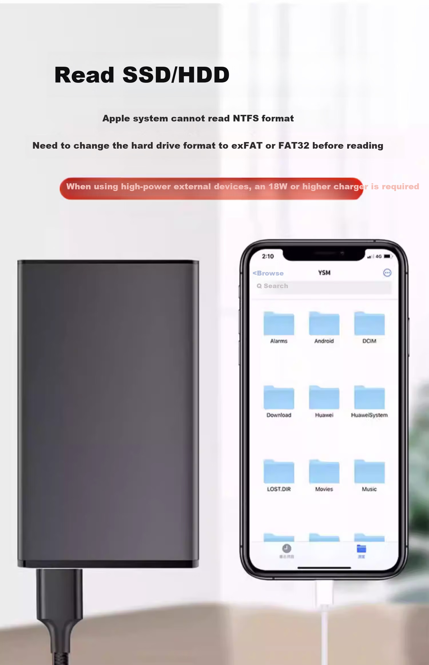 Lantuo Card Reader Mobile Hard Drive Lightning Cable Apple OTG Adapter for iPad Tablet Phone Data Transfer USB Drive Converter with Power Supply 9