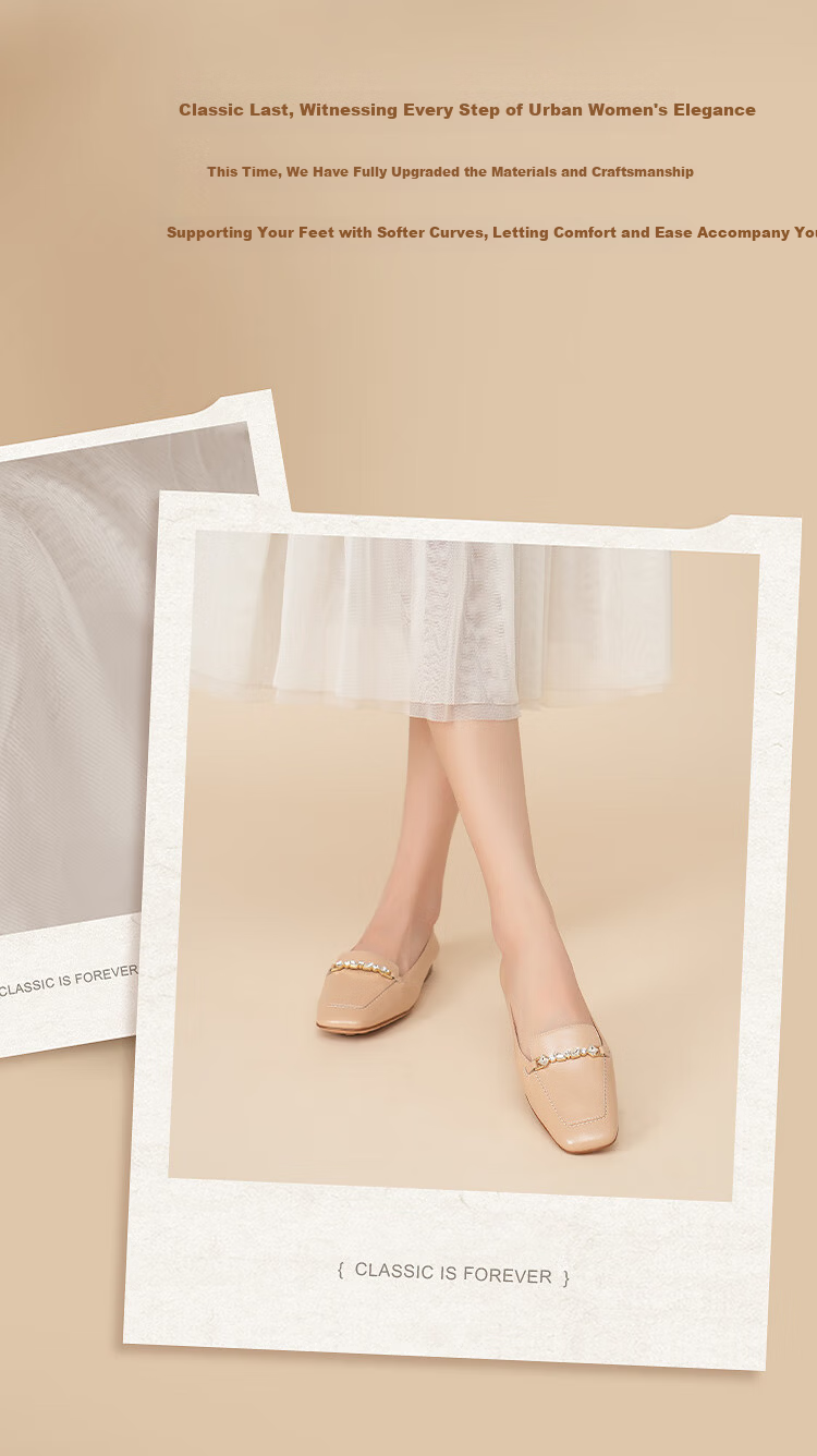 Le Saunda Solid Color Square Toe Lambskin Slip-On Loafers for Women 6T06805 Milk Tea Almond BEK 35 2