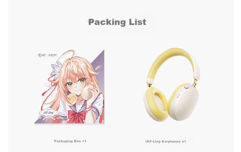 IKF Ling [Suzuka Chiba Collaboration] Over-Ear Bluetooth Headphones Wired and Wireless Anime Gaming Sound Localization 56dB Noise Cancelling Head Tracking Smoke Gray 52