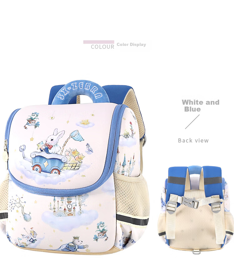S.X-ZEBRA Kids Kindergarten Backpack Boys Girls Baby Lightweight Cute School Bag White Pink 3