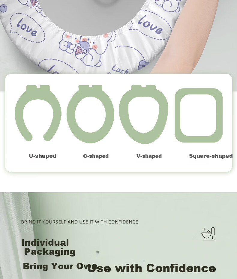 JAJALIN Disposable Toilet Seat Covers Non-woven Fabric Printed Travel Hotel Home Toilet Seat Cushion 10-Pack 16