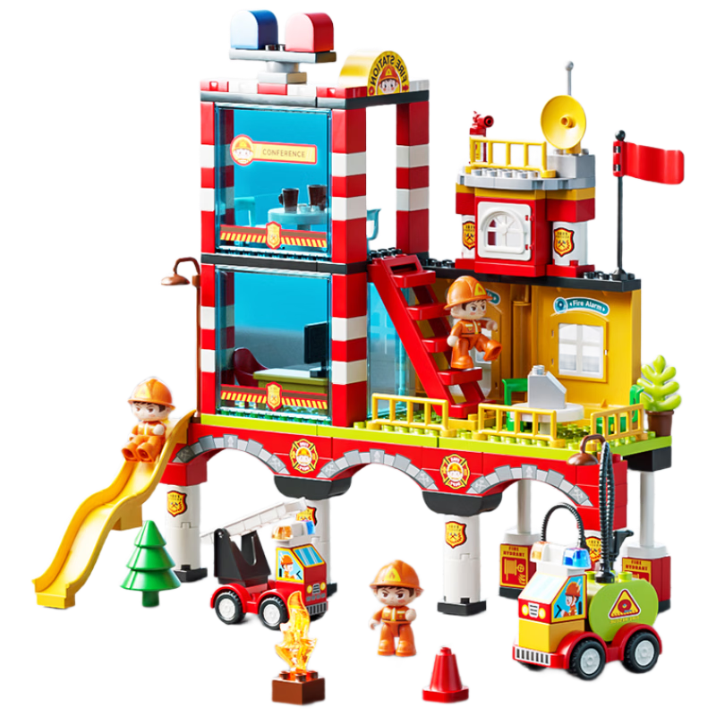 FEELO Compatible LEGO Large Building Block Model Toy for Boys and Girls Birthday Gift Fire Station 173 Pieces
