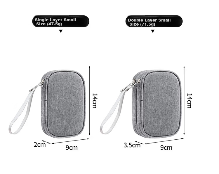 Biyoumei U-Shield USB Drive Storage Bag Multifunctional Data Cable Earphone Organizer Double-Layer 12 Slots Gray 12